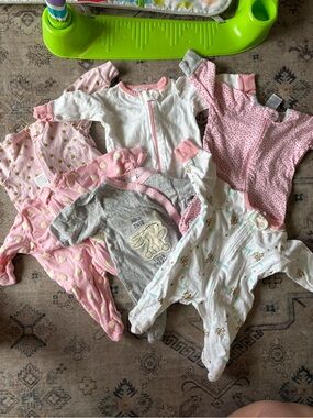 Gerber Baby One-Piece Footies in Pink, White, Gray